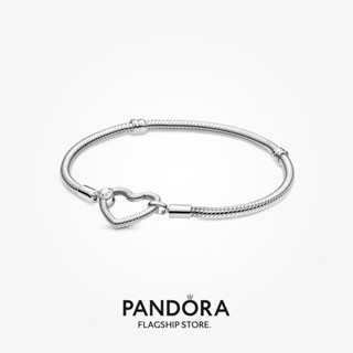 Pandora สร้อยข้อมือเงิน 925 จี้รูปงู หัวใจ