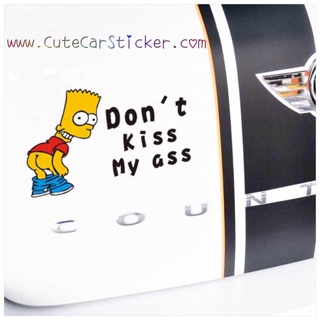 สติ๊กเกอร์ ติดรถ ซิมสัน Simpson Dont kiss my ass อย่าจี้ตูด อย่าจูบตูด (สีดำ) - car decal sticker