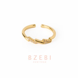 BZEBI แหวน แฟชั่น ผู้หญิง เพชร ทอง สไตล์เกาหลี rosegold เครื่องประดับ แบบเรียบง่าย ปรับขนาดได้ สําหรับผู้หญิง 212r