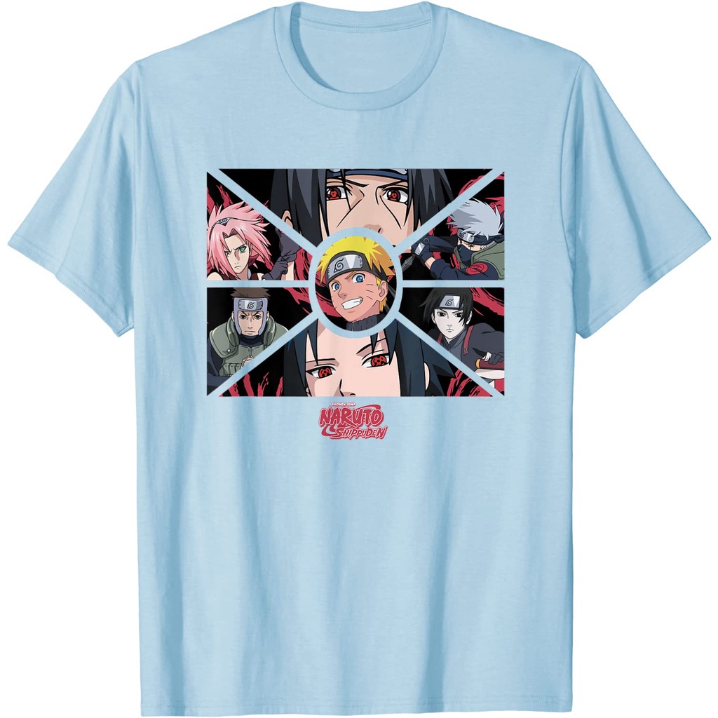 ข้อเสนอพิเศษ-นารูโตะ-แอนิเมชั่นญี่ปุ่น-naruto-shippuden-group-panels-t-shirt-t-shirtคอกลม-แฟชั่น-ผ้าฝ้ายแท้-เสื้อยืดเกาห