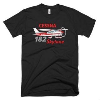 ชุดเซ็ต 2 ชิ้น - ผู้ชาย tshirt oversize ผ้าฝ้าย 100% พิมพ์ s ฤดูร้อน O- คอ Cessna 182 Skylane เครื่