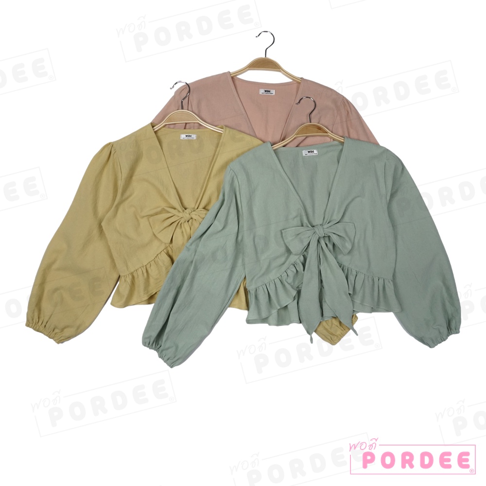 pordee-t16-เสื้อผู้หญิงผ้าคอตตอนลินิน-แขนจั๊ม