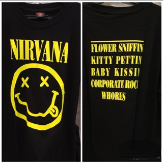 เสื้อยืดสําหรับผู้ชาย❦I.T-shirt สําหรับผู้ชาย/เสื้อยืดสําหรับผู้หญิง/เสื้อเชิ้ตวง Nirvana Rock kL&gt;