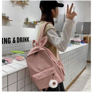 เช็ครีวิวสินค้า💓กระเป๋าแฟชั่นเกาหลีน่ารัก ▶💖 Hot! กระเป๋าเป้นักเรียนแฟชั่นเกาหลีแบบใหม่ / INS bunny print backpack