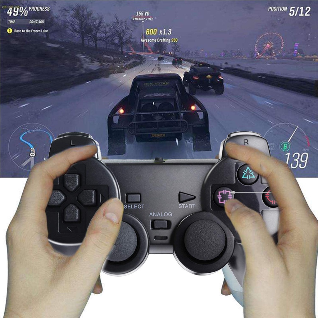 wireless-joystick-ps2-จอยสติ๊กเล่นเกมส์มีสายแบบ-ไร้สายแบบสั่นความถี่-2-4ghz-สำหรับ-ps2-สีดำ