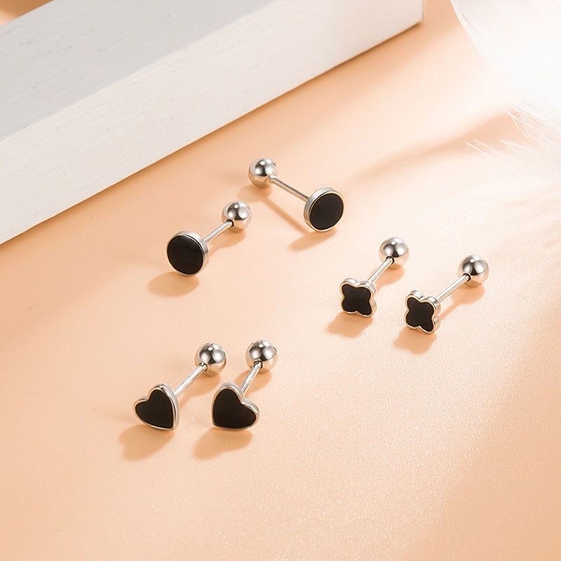 yy-ต่างหูเงิน-s925-จี้รูปใบโคลเวอร์สี่แฉก-ทรงกลม-สกรูเกลียว-สําหรับผู้หญิง