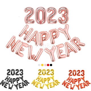 ชุดลูกโป่งฟอยล์ตัวเลข ลาย Happy New Year 2023 สําหรับตกแต่งคริสต์มาส 2023