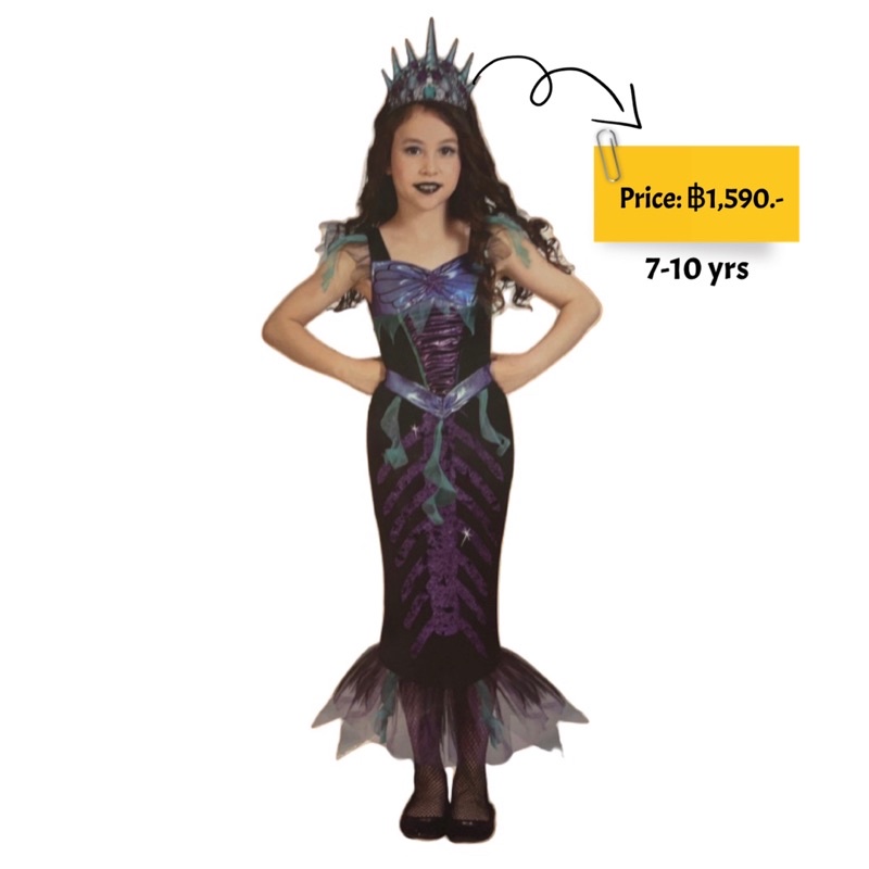 ชุดแฟนซีฮาโลวีน-mermaid-skeleton-halloween-costume-for-girl-7-10-yrs