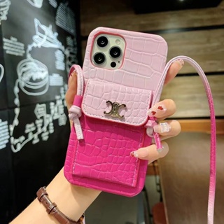 เคสโทรศัพท์มือถือ ลายหนังจระเข้ไล่โทนสี พร้อมกระเป๋าใส่บัตร แฟชั่น สําหรับ iPhone14 PRO MAX 13 13PRO 13PROMAX 12PRO 12MINI 12PROMAX 11 PRO MAX XSMAX XS