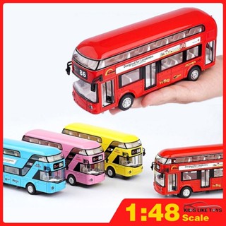 ✌▣KLT Double-Decker Bus Diecast Metal Car Model Toy Zine Alloy Pull Back Vehicles Car Toys For Kids And Adults Gift