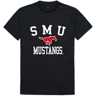 เสื้อยืดสีพื้น เสือยืดผู้ชาย New SMU Southern Methodist Mustangs NCAA Arch T Shirt sale เสื้อสีขาว