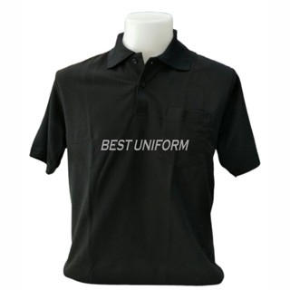 VP เสื้อโปโล สีดำล้วน ผ้าจูติ TK