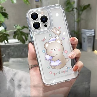 เคสโทรศัพท์มือถือ แบบใส ลายหมีอวกาศ สําหรับ iphone 14ProMax 14Plus 13 11 12 7Plus X XR XS Max 8 7