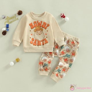 Babygarden-0-3years ชุดคริสต์มาส แขนยาว คอกลม แบบสวมหัว และกางเกง พิมพ์ลายซานตาคลอส สําหรับเด็กผู้ชาย