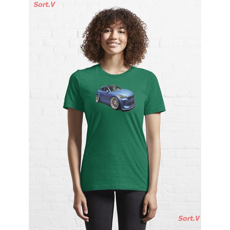 tee-เสื้อยืดวินเทจ-car-kia-stinger-gt-cartoon-essential-t-shirt-เสื้อยืดพิมพ์ลาย-เสื้อยืดโลโก้รถ