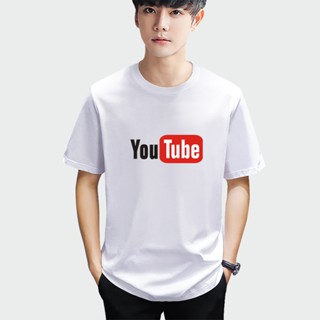 เสื้อยืดแฟชั่น₪Alimoo Youtube พิมพ์เสื้อยืดผู้ชายและผู้หญิงผ้าฝ้ายแขนสั้น Unisex Tops ขนาดใหญ่ XXS-4XL