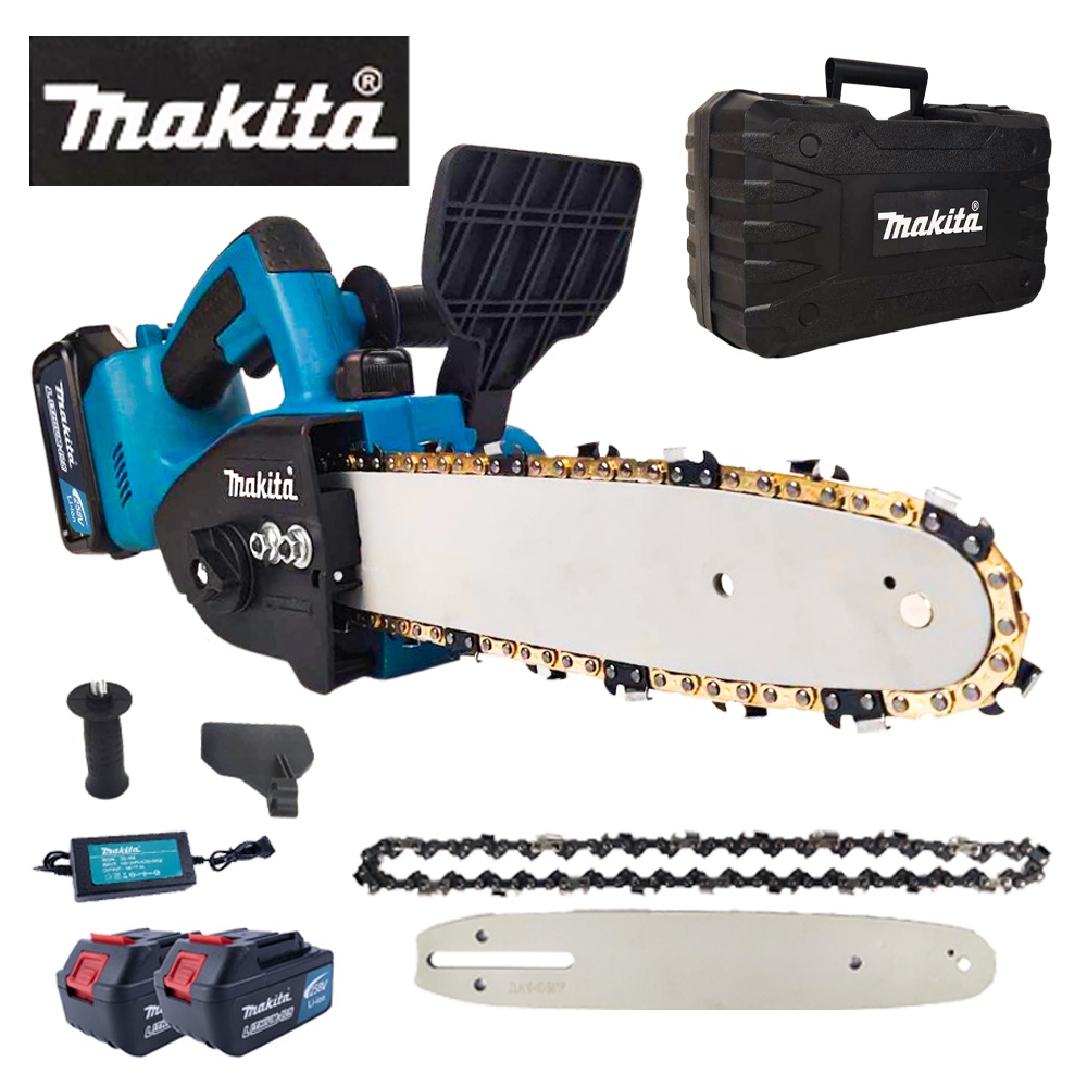 ราคาและรีวิวMAKITA เลื่อยโซ่ไฟฟ้า 11.5 นิ้ว 258V แบตฯใหญ่ แบบไร้สาย เลื่อยโซ่ไร้สาย เลื่อยแบตเตอรี่ เลื่อยตัดไม้ (AAA)