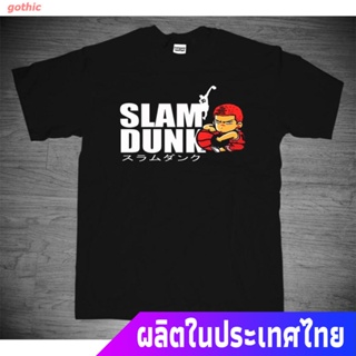 gothic เสื้อยืดแขนสั้น GILDAN เสื้อยืดผ้าฝ้าย 100% พิมพ์ลาย Hanamichi Sakuragi Slam Dunk สไตล์ญี่ปุ่นสําหรับผู้ชาย Sport