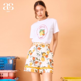 [ASV Exclusive 4/22] ASV Fruity T-Shirt เสื้อยืดผู้หญิง แขนสั้น แต่งปีเก้สีดำ พิมพ์ลายผลไม้