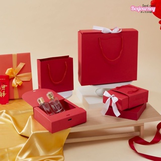 Boxjourney เซ็ท กล่อง+ถุงของขวัญสีแดง 3 ขนาด (5 ใบ/แพ็ค)
