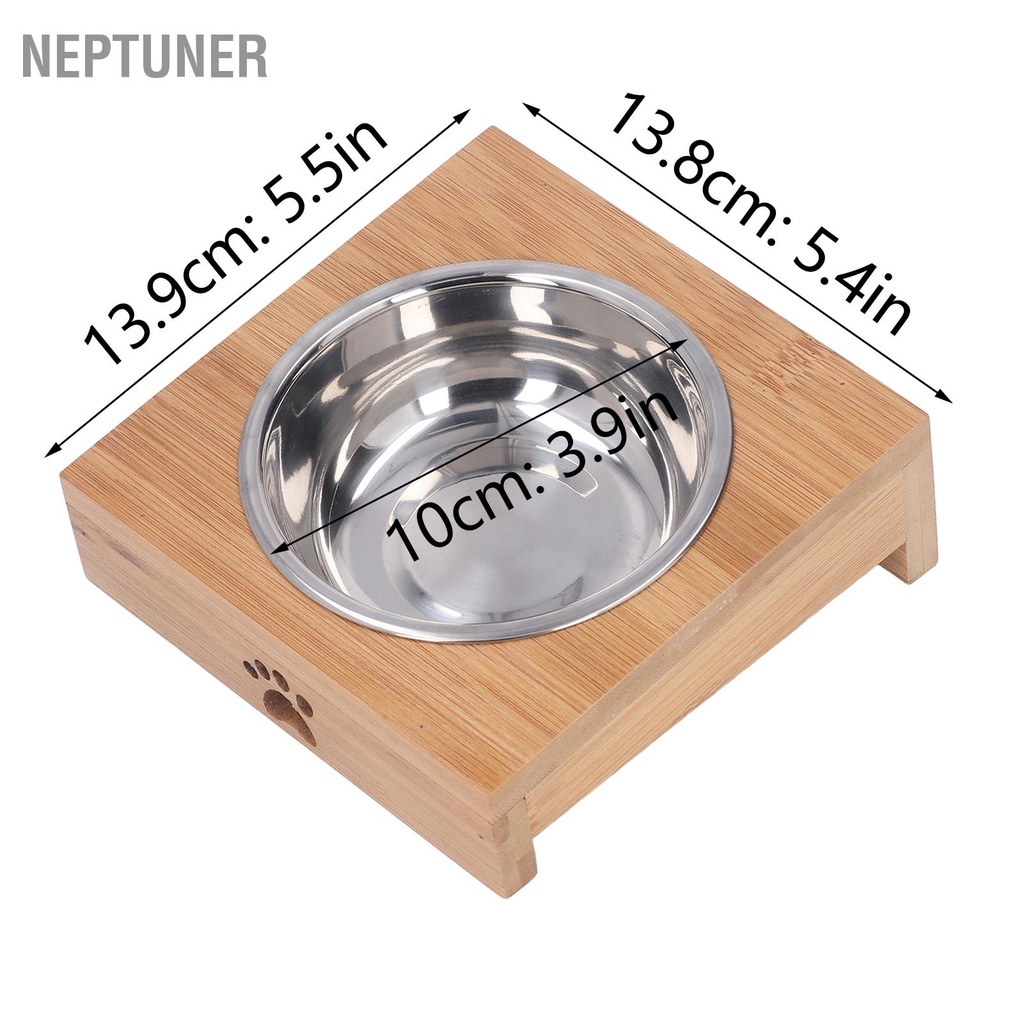 neptuner-ชามใส่อาหารสเตนเลส-พร้อมขาตั้งไม้ไผ่-กันลื่น-สําหรับสัตว์เลี้ยง-สุนัข-แมว
