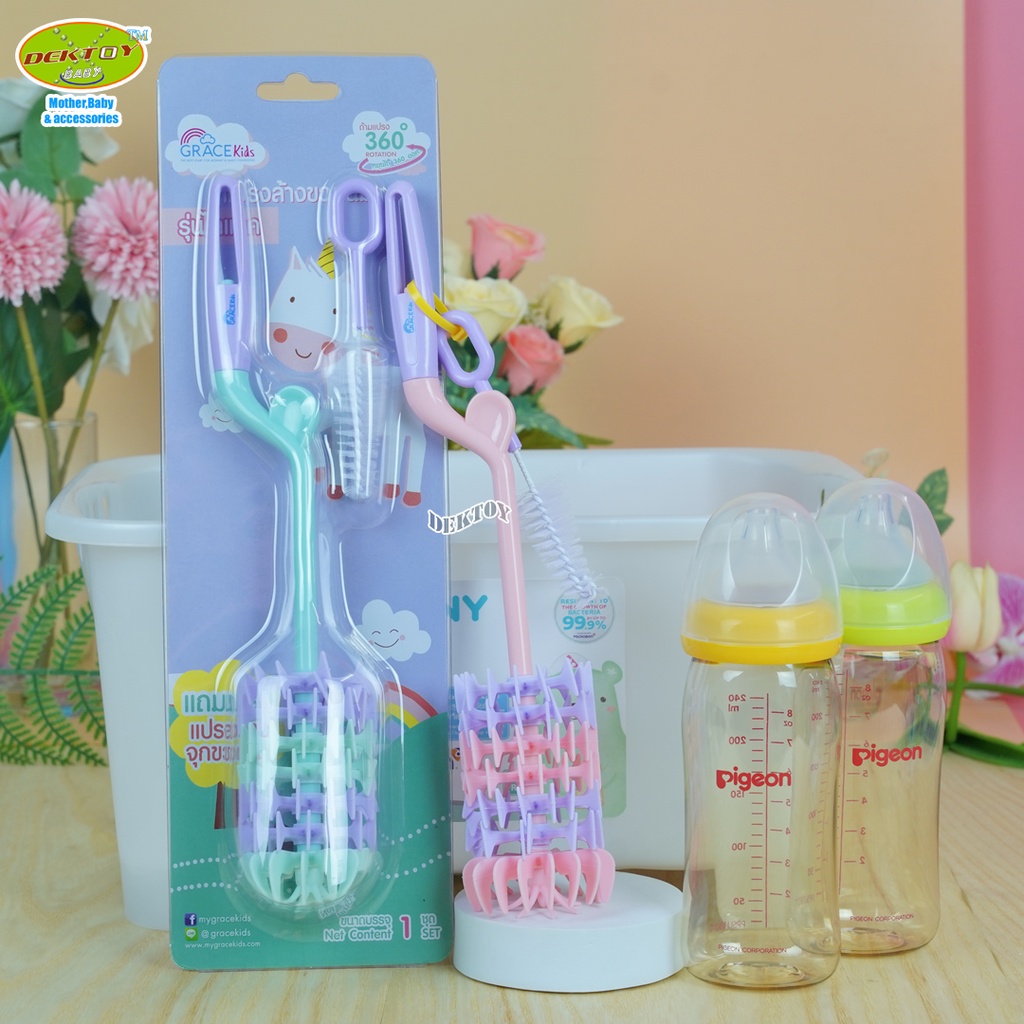 ภาพหน้าปกสินค้าGracekids เกรซคิดส์ แปรงล้างขวดนมซิลิโคน ไลแลค จากร้าน dektoyplus บน Shopee