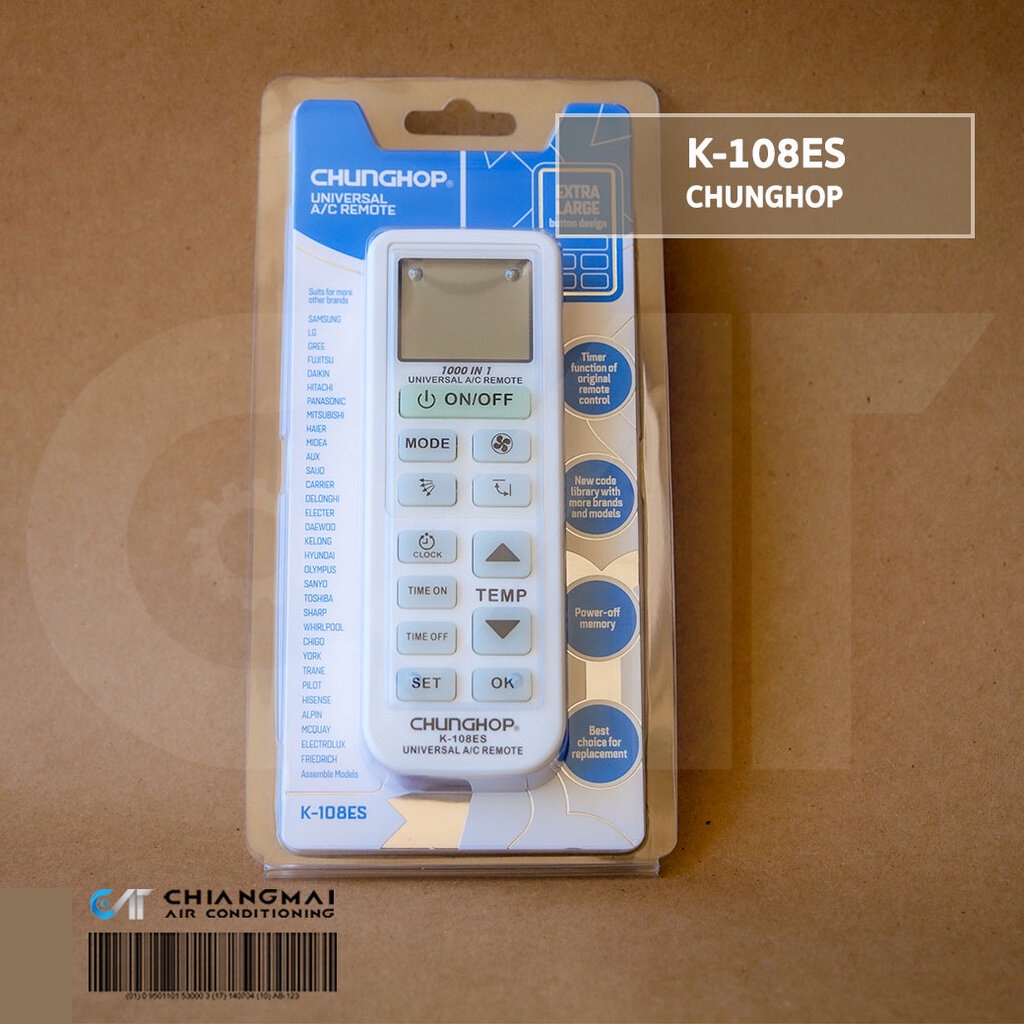 รีโมทแอร์ CHUNGHOP รุ่น K-108ES (ใช้ได้กับทุกยี่ห้อ) | Shopee Thailand