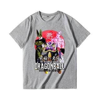 №✆Seven Dragon Ball T-shirt Mens Popular Brand Joint Majin Buu Freeza Cell Dragon Ball Ultra-Short Sleeve INS Loose-Fit