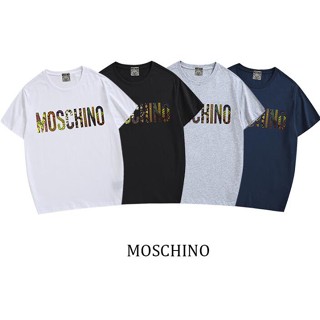 เสื้อยืด เสื้อขาว แฟชั่นยูนิเซ็กซ์ ∈¤moschino เสื้อยืดแขนสั้นผ้าฝ้ายพิมพ์ลายแฟชั่น เสื้อโอเวอร์ไซ