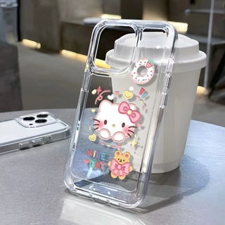 เคสโทรศัพท์มือถือ แบบใส ลายโดนัท Hello Kitty สําหรับ iphone 14ProMax 14Plus 13 11 12 7Plus X XR XS Max