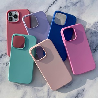 เคสโทรศัพท์มือถือ TPU แบบนิ่ม ผิวด้าน กันกระแทก สีชมพู สีม่วง สําหรับ iPhone 15Promax 15 15Pro 15Plus 13Promax 14Pro 14 13pro 14Promax 11 13 12 12Pro 14Plus 12promax X Xs XR Xsmax 7Plus 8Plus 11Pro