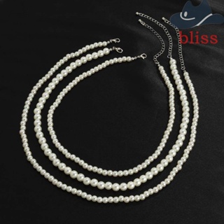 Bliss สร้อยคอมุก อินเทรนด์ สร้างสรรค์ ผู้ชาย เครื่องประดับ ปาร์ตี้ บุคลิกภาพ ของขวัญ ซ้อนกัน สร้อยคอ