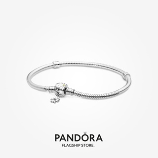 Pandora สร้อยข้อมือเงิน จี้รูปงู ดอกเดซี่ ของขวัญคริสต์มาส สําหรับเด็กผู้หญิง s928