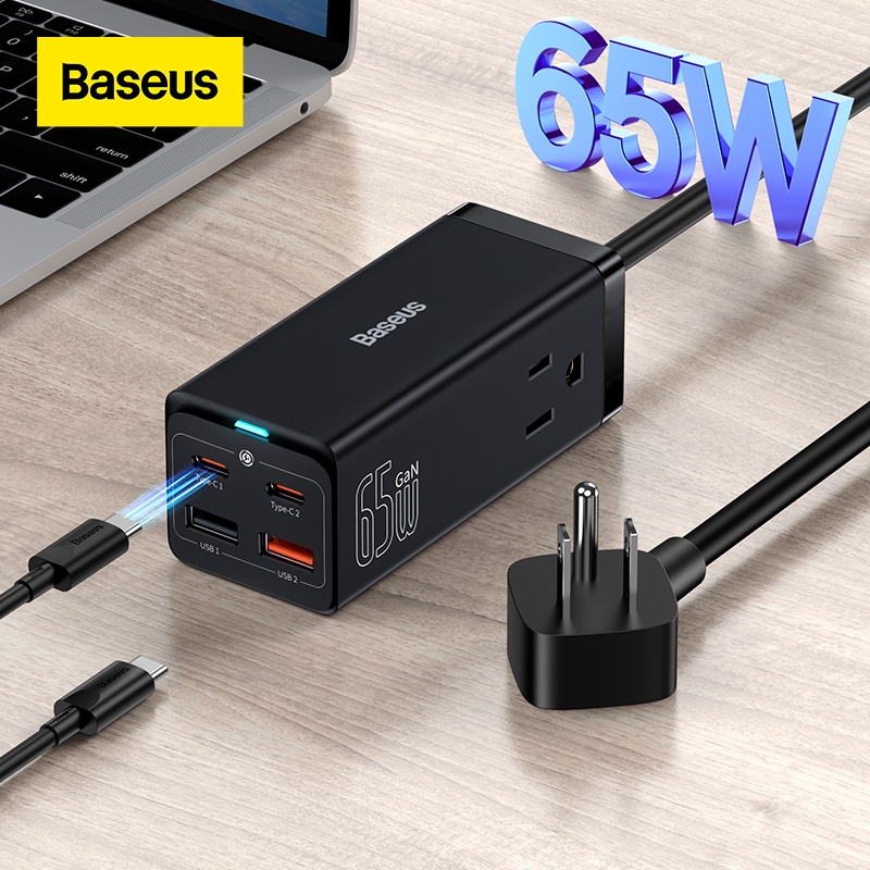 Baseus 65W GaN3 Pro Desktop Charger Power Strip US Plug Charging
