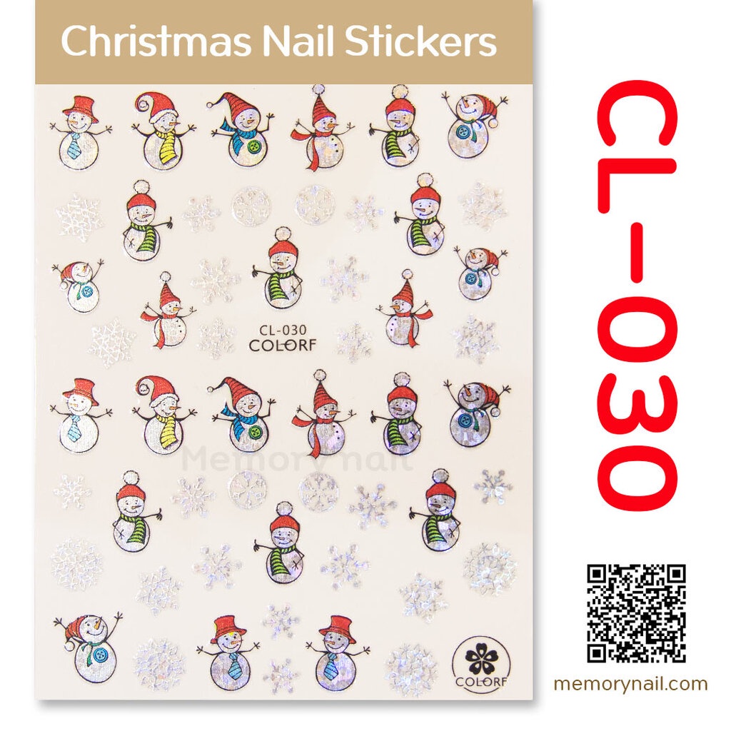 ภาพสินค้าNEW  ️ สติ๊กเกอร์ติดเล็บ คริสต์มาส christmas nail stickers สติ๊กเกอร์คริสมาสต์ ติดเล็บ  (( รหัส CL )) เล่นแสง จากร้าน memorynail บน Shopee ภาพที่ 4