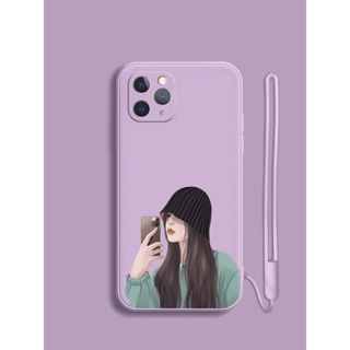 เคสโทรศัพท์ไอโฟน(iphone) พิมพ์ลายเด็กผู้หญิงพร้อมสายคล้อง