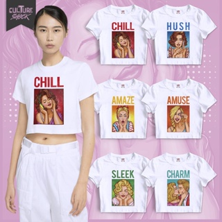 เสื้อแฟชั่นผญ sexy เสื้อคู่รัก อินเทรนด์กราฟฟิกพิมพ์ Croptop เสื้อเชิ้ตสีขาวเสื้อยืด ^J( เสื้อวันพีช