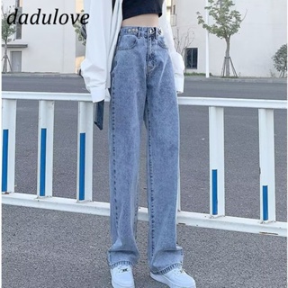 DaDulove💕 New Korean Version Light Blue High Waist Womens Jeans Loose Wide Leg Pants Fashion Womens Clothing