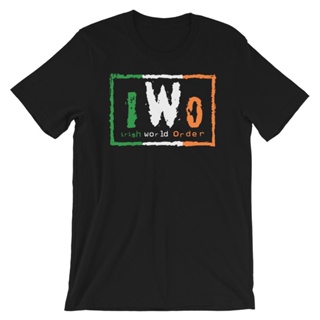 เสื้อยืดสีขาว เสื้อยืดเด็กผช DIY เสื้อยืด WWE 2022 ใหม่ nWo "ระเบียบโลกไอริช" วันเซนต์แพทริก )(r Tee