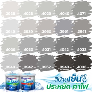 Beger คูลออลพลัส สีเทา ฟิล์มด้าน ภายนอก+ภายใน ขนาด 9L สีทาบ้าน สีบ้านเย็น เกรด 10 ปี สีบ้านเย็น