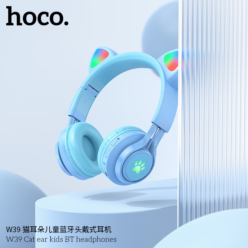 hoco-w39-หูฟัง-bluetooth-ครอบหูเหมาะสำหรับเด็กน่ารัก-สามารถเสียบ-auxได้-มาใหม่
