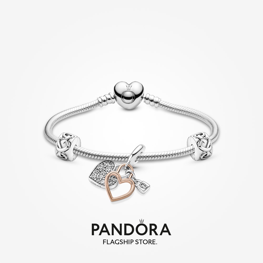 pandora-silver-bracelet-heart-padlock-double-dangle-bracelet-set-birthday-present-christmas-present-t925