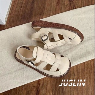 JUSLIN รองเท้าแตะผู้หญิง รองเท้าแตะ พื้นนุ่ม กันลื่น นุ่ม ใส่สบาย สไตล์เกาหลี Se2803