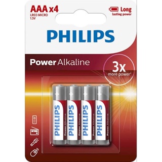 4 ก้อน ถ่าน AAA  PHILIPS Power Alkaline ของเเท้
