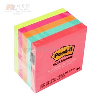 3M Post-it กระดาษโน๊ต คละสี ขนาด 3x3 นิ้ว รุ่น 654-5PK ติดซ้ำใหม่ได้หลายครั้ง ไม่ทิ้งคราบกาวและไม่ทำให้เอกสารเสียหาย B