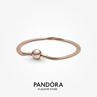 Pandora สร้อยข้อมือโซ่งู ชุบทอง 14k สีโรสโกลด์ ของขวัญวันเกิดคริสต์มาส t925