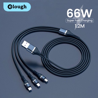 Elough 3 in 1 สายชาร์จโทรศัพท์มือถือ Micro USB Type C 66W 6A ชาร์จเร็ว สําหรับ iP 14 13 Pro Max Samsung