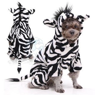 สินค้า 🇹🇭พร้อมส่ง🇹🇭 🦓🦓🦓 Zebra-ม้าลาย > ชุดสวมสี่ขามีฮู้ดผ้าขนสำลีแฟนซี For PET 🐶🐱💕