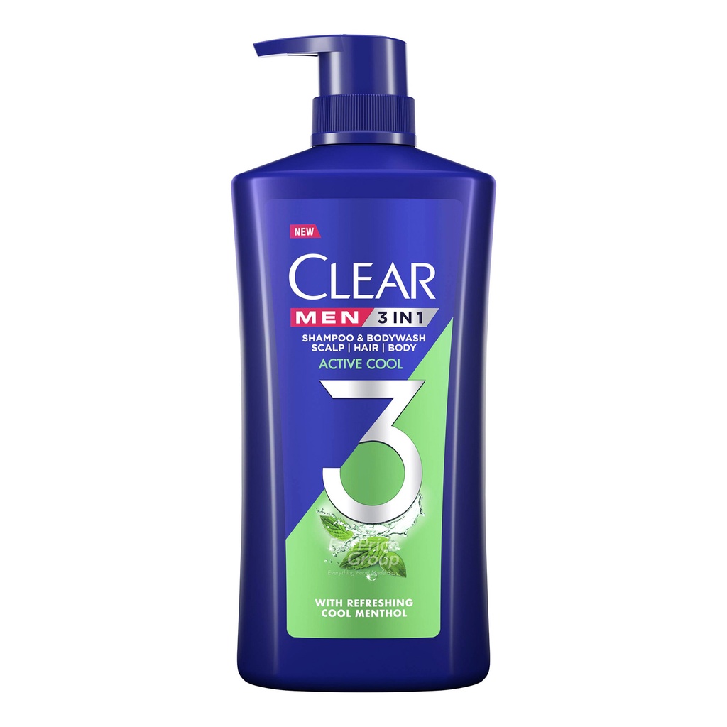 Clear Men 3 in 1 Shampoo & Bodywash Active Coolเคลียร์ เมน แชมพูขจัด