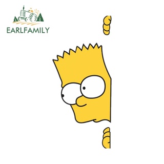Earlfamily สติกเกอร์ไวนิล ลายการ์ตูน Bart Simpson กันน้ํา ขนาด 13 ซม. x 5.9 ซม. สําหรับติดตกแต่งประตูรถยนต์